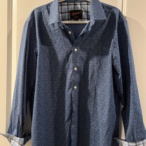 Egara Navy Patterned Button Down Shirt